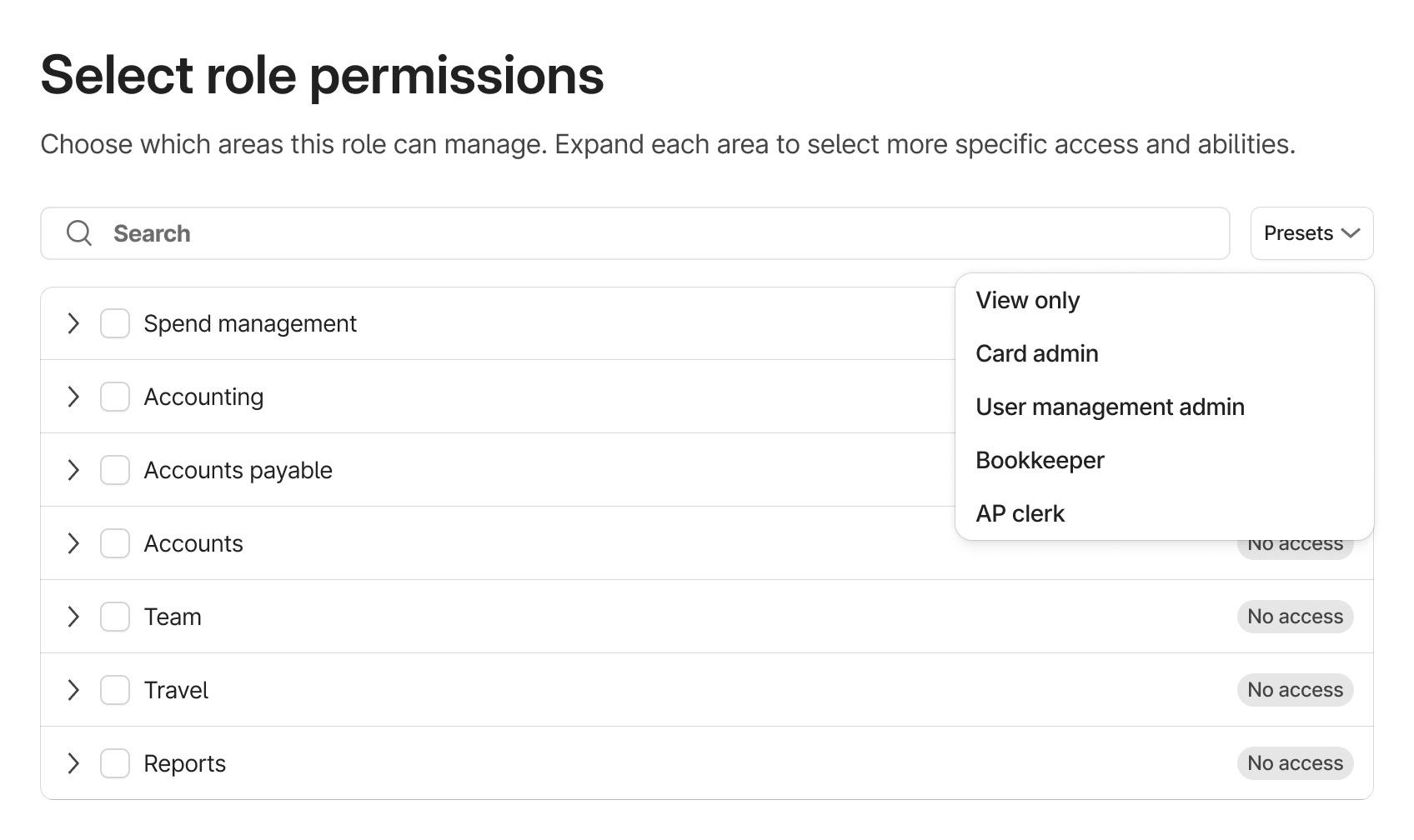 Permissions presets
