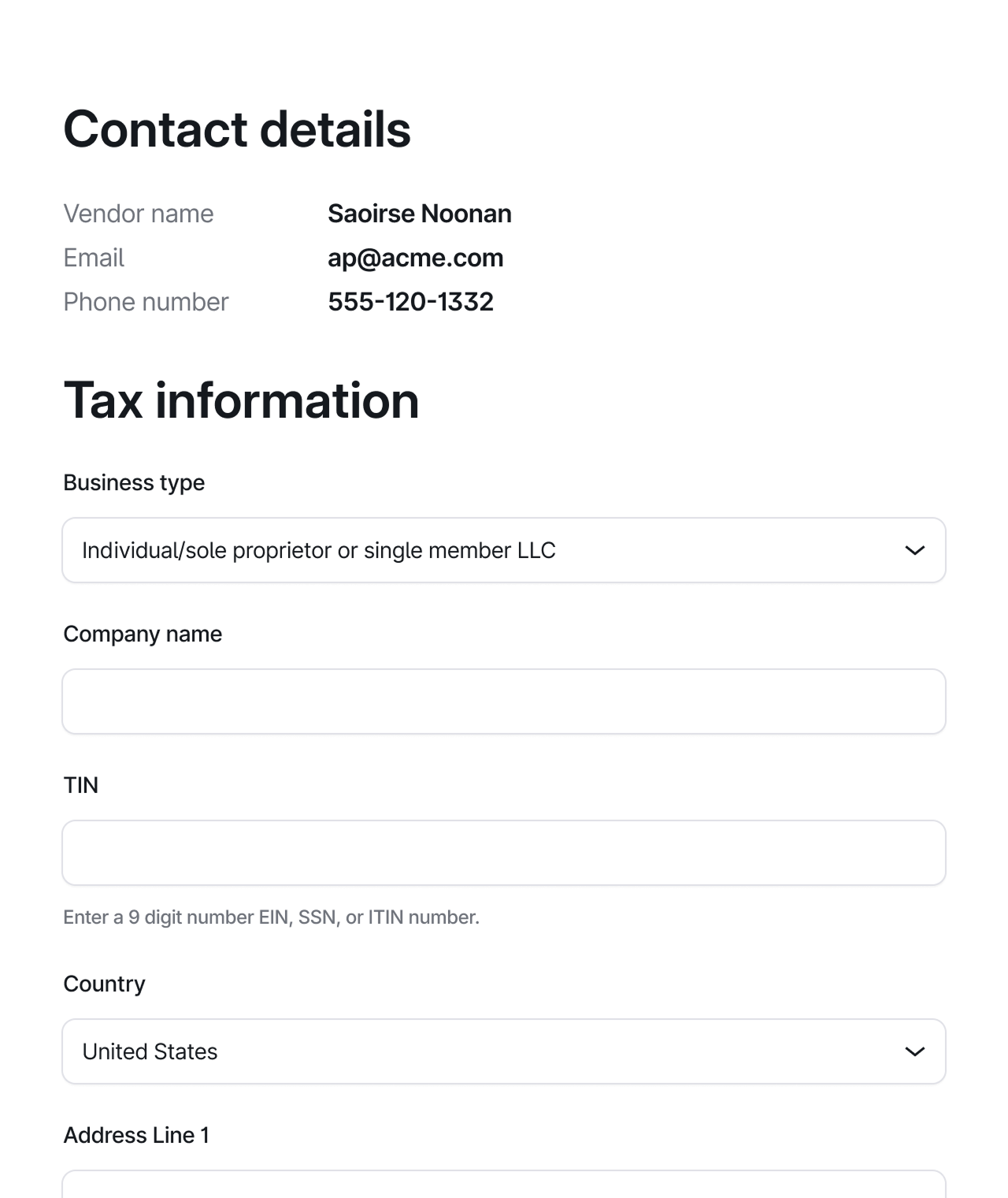 Manual tax entry